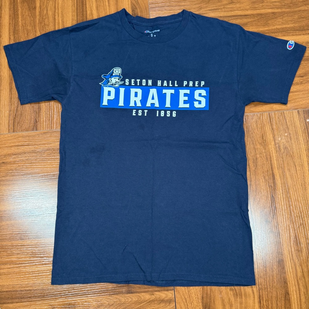 Champion Mens Seton Hall Prep Pirates Graphic T-Shirt Navy Blue Size M SHP 1856 - Picture 2 of 6